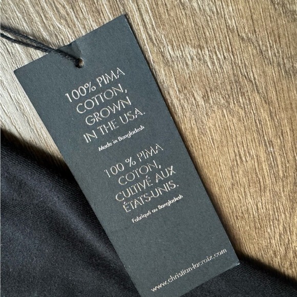 Christian Lacroix Mens Black V Neck T Shirt Pima Cotton Size S - Picture 4 of 7